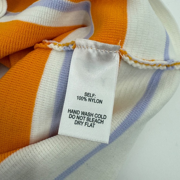 Lulus Dress Women Medium Orange White Striped Sleeveless Bodycon Mini Ribbed - Picture 6 of 10